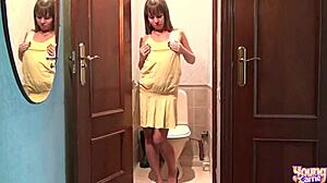 Young Carrie Strips and Toys Her Tight Pussy.