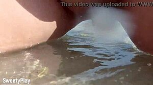 shaved wife pees openly on public beach, so daring