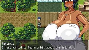 Tanned Natsuki’s Huge Boobs Massaged in Hentai Game