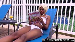 im out at the pool on my day off then get undressed watch my freaky ass get naked hot ebony msnovember pulls down panties and jiggles bubble butt cheeks on sheisnovember