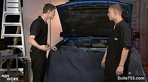 gay mechanics suck big cocks in garage!
