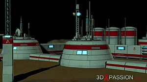 Feeling extreme emotions as this sexy brunette in cuffs gets fucked by big black cock in sci-fi lab