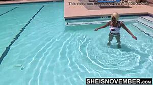 im out at the pool on my day off then get undressed watch my freaky ass get naked hot ebony msnovember pulls down panties and jiggles bubble butt cheeks on sheisnovember