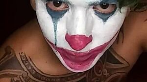 look at this mexican joker cosplay guy masturbating his cock