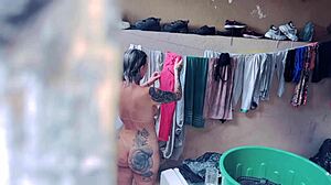 Neighbor secretly films me naked in the backyard, then I give him my dripping pussy