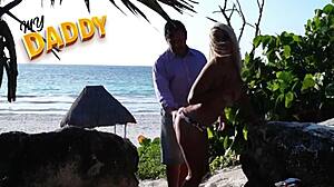 I fucked my friend's girlfriend on the beach with big tits 😈