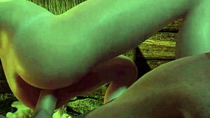 Slim blonde rides cock sideways in wild Skyrim porn parody.