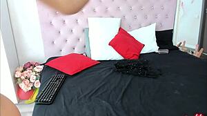 Check this sexy lingerie blonde showing off big tits in close-up just for you!