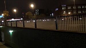 i'm a blonde british babe flashing tits downtown at night