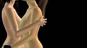 two cute girls kissing and rubbing pussy in 3d anime