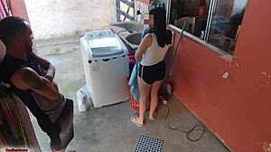 boss left, maid couldn't resist my hard cock