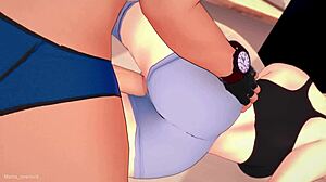 TV Woman in Sporty Outfit Craves Wild Action in Room