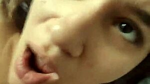 Suggestive view of Italian girlfriend destroying her shaved pussy