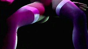 Hot Blonde Performs Striptease Dance with Music in 3D.