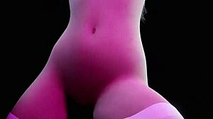 Hot Blonde Performs Striptease Dance with Music in 3D.