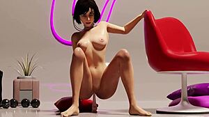 elizabeth toys her pussy and ass in solo cartoon action
