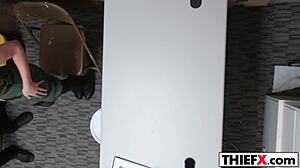 Cute teen burglar gets punished with hardcore fucking in the garage