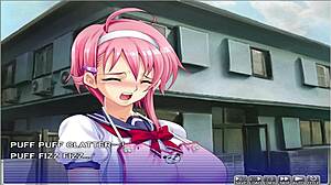 suggestive hentai episode using toys in public outdoor setting.