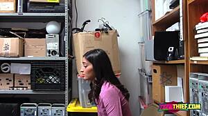 Officer shoves his big cock into Emily’s eager punani at the office desk