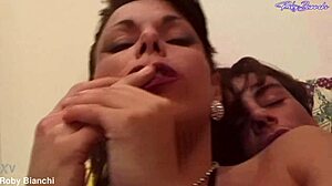 one of the italian porn star's first scenes with cowgirl, anal fingering, and deepthroat 😍