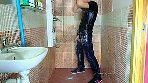 I can't resist my gay jeans shower fetish with this dick play!