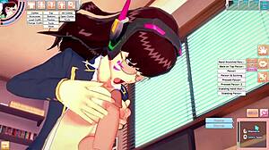 D Va Babe Sucks Cock And Rides In Cowgirl Parody