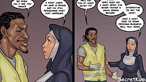 Big ass nun tries black cock in shocking first suck