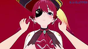 Watch Houshou Marine And Ookami Mio In Intense Sex!