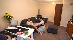 cuckold husband watches beautiful wife get creampie in homemade roleplay