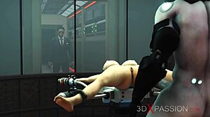 sexy blonde cuffed and fucked by shemale cyborg