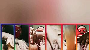 Mirella Delicia's exhibitionist STRIPTEASE and MASTURBATION with dildo in red outfit