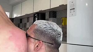 Amateur Gay Guy Takes Big Cock in Kitchen Anal