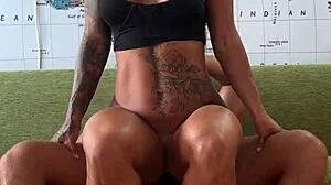 long-legged beauty in bodysuit fucked hard in ass swallows cum