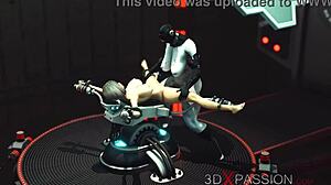 sexy blonde cuffed and fucked by shemale cyborg