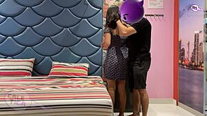 submissive latina lucero in her first casting, teasing with condom removal