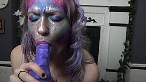 I get a POV fairy blowjob with toys and a facial cumshot in this fantasy scene.