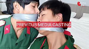 So, these police and soldier guys got tricked into wild gay action during casting.