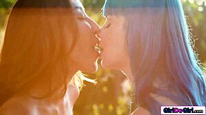 busty asian gets facesitted outside by her bestie in lesbian sex