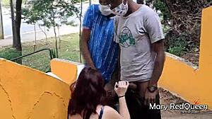 Caught jerking in public, had to suck big cocks! 😲