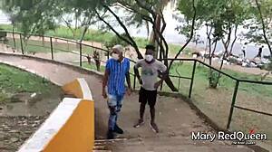 Caught jerking in public, had to suck big cocks! 😲