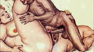 Vintage Erotic Illustration from Retro Anime Hentai Cartoon with Antique Feel