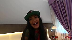 tattooed bombshell adel asanti in an erotic pov scene with toys and piercings.