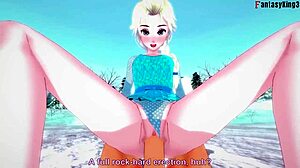 Elsa from Frozen Has Hard Sex in 3D Cartoon Fantasy Scene