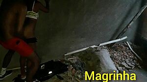 Skinny teen enters big black cock in abandoned favela house until he cums!