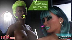 Horny Blue Hair Bitch Craves Sucking Futa Cock Deep