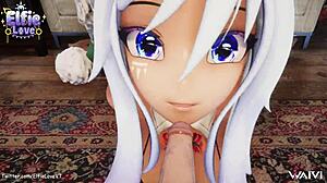 Elfie love gives you a blowjob and cumshot on tits in hentai 3d! 😍