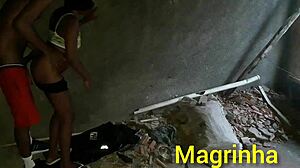 Skinny teen enters big black cock in abandoned favela house until he cums!