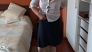 full video - first cuckold experience with husband's friend, massive cumshot on hairy pussy