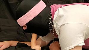 training this guy to suck cock like pro