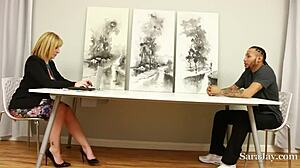 Big dicked employee bangs mature Sara Jay for that raise.